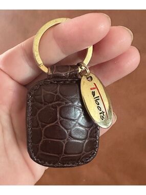 TALBOTS Brown Leather Keychain 4.5” Italy